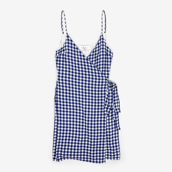 L’Academie The Martin Dress Small Blue Gingham Wrap Mini Girlcore Picnic Summer - Picture 1 of 10